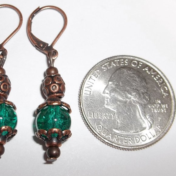 Teal Green Boho Earring Set Handmade Jewelry 5216 - Picture 8 of 8